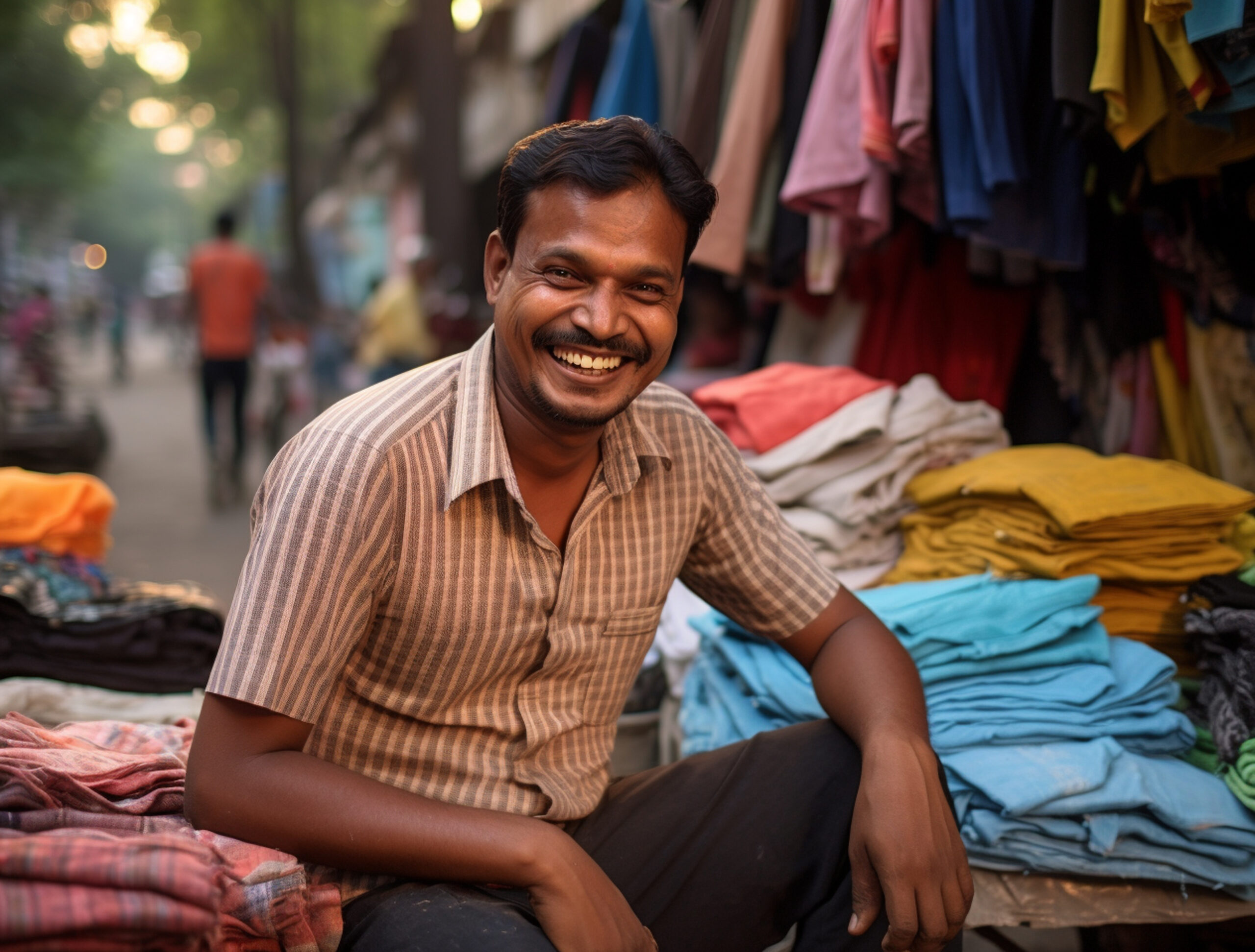 portrait-indian-man-selling-fabrics indian man selling fabrics